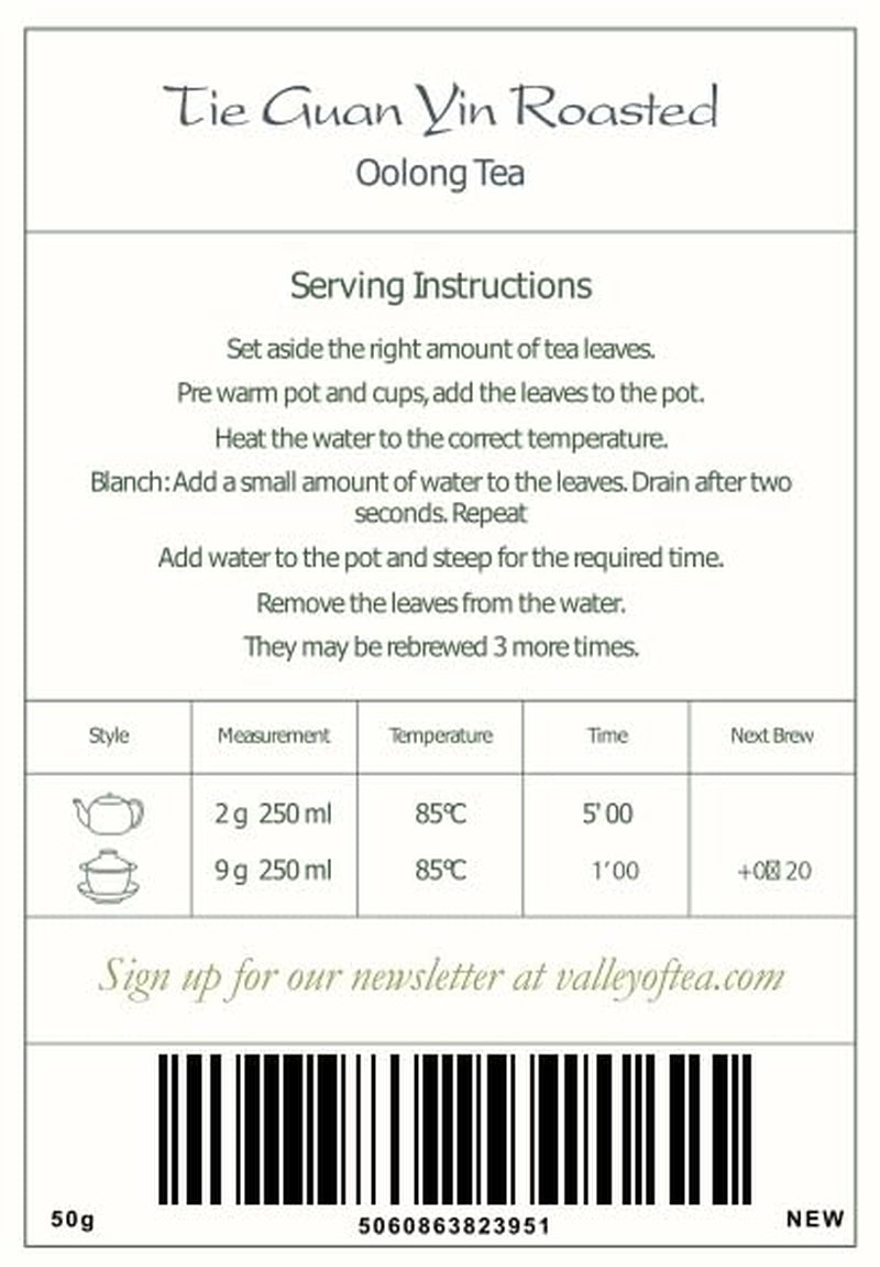 Tie Guan Yin Oolong Tea - Brændt blå te Ti Kuan Yin Kina - kinesisk Wu Long Tea Tieguanyin - Blå te Olongh Tea Olongo Tea