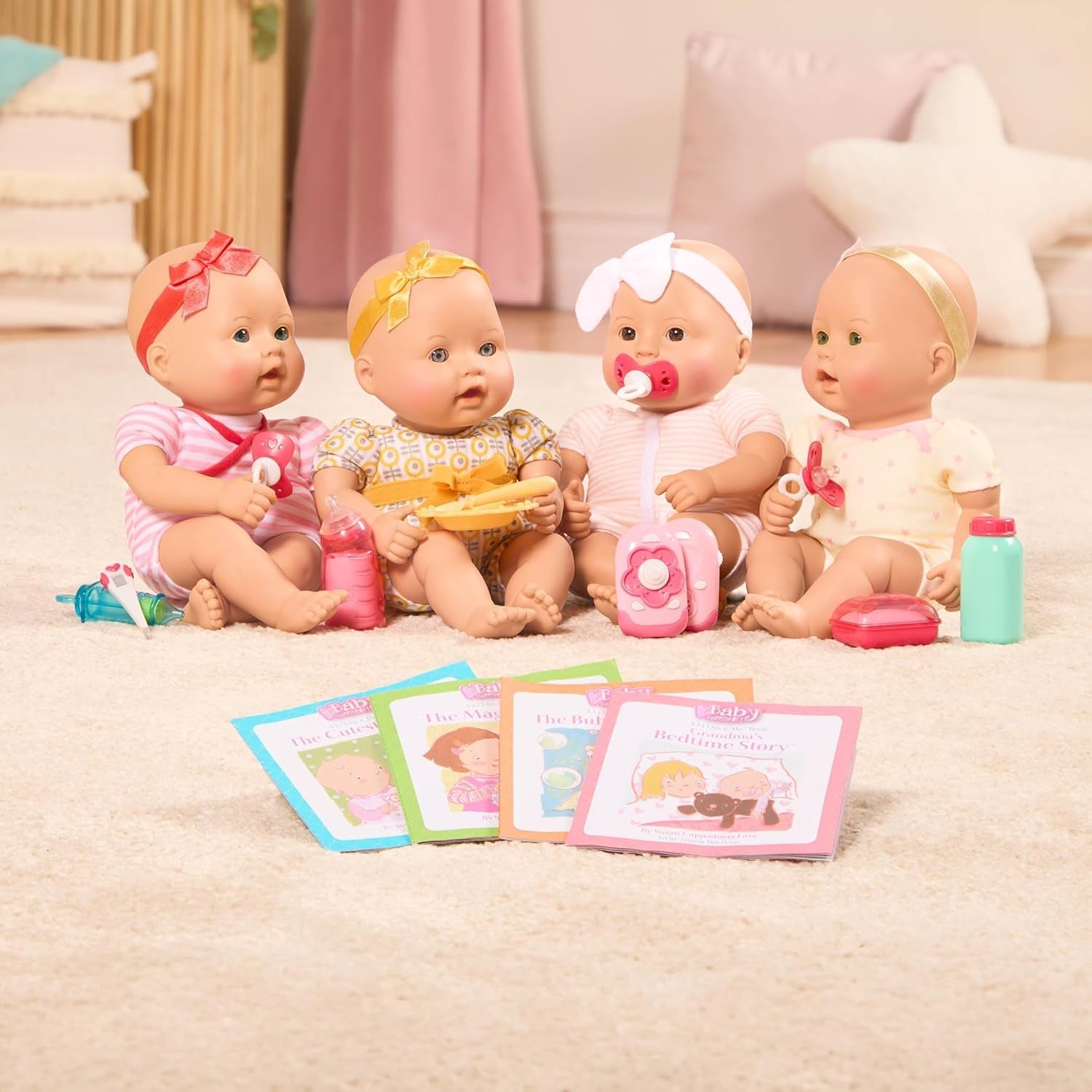 Baby Sweetheart Doll - Sengetid - 31 cm - Blød krop - Suttetilbehør - Foregive leg - Legetøj fra 3 år og opefter