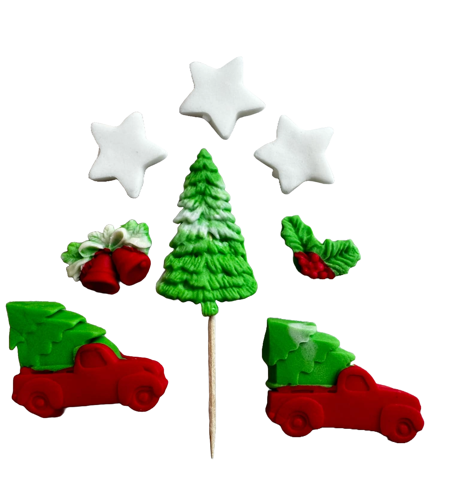 Sæt med 8 spiselige sukkerpasta-dekorationer, Winter Holidays Sugar Paste Decorations Naty Shop
