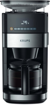 Krups Espressomaskine KM8328 Kværn med kværn | 24 timers timer | Kornbeholder 180 g | Kapacitet 1,25 l til op til 15 kopper kaffe | Autosluk funktion | 3 maleindstillinger | Sort