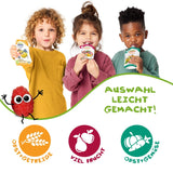 FRECHE FREUNDE Bio Quetschie Apple, Erdbeere, Himbeere mit Grieß, Fruchtmus mit Getreide i Quetschbeutel für Babies fra 6. Måned, vegansk, 6er Pack (6 x 100g)