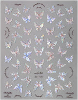 Glänzend Aurora Shell Schmetterling Nagelsticker Selbstklebend,Erleichterung Schmetterlinge Nail Sticker Rosa Laser Schmetterling Nagelaufkleber Für Frauen Nageldesign Zubehör Nagel Zubehör Nail Art