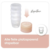 Modermælksbeholdere NIP First Moments 150 ml, 4 stk.: stabelbare og lækagesikre Tilbehør Mad og amning Bebe Naty Shop