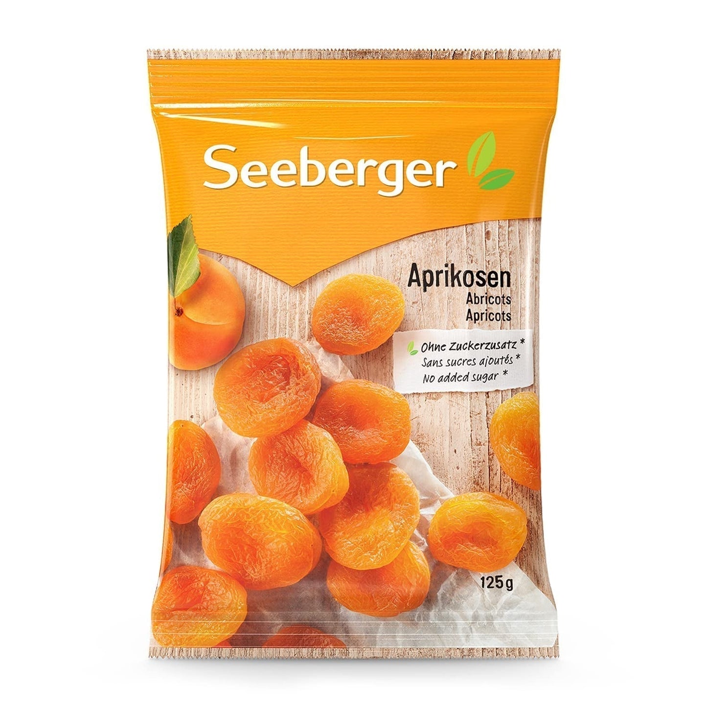 Seeberger abrikoser: Ekstra store, solmodne og lyse orange abrikoser - sød, frugtagtig smag - sukkerfri - tørret - udstenede, veganske (1 x 125 g) Naty Shop Dehydrerede produkter 125 G (1 pakke)