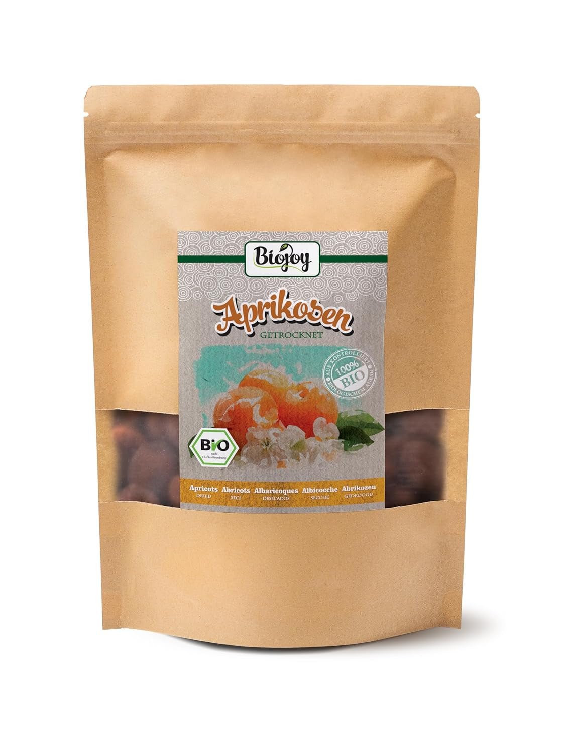 Biojoy tørrede abrikoser (500 g), usvovlede Dehydrerede produkter Min butik 1 kg (1 pakke)
