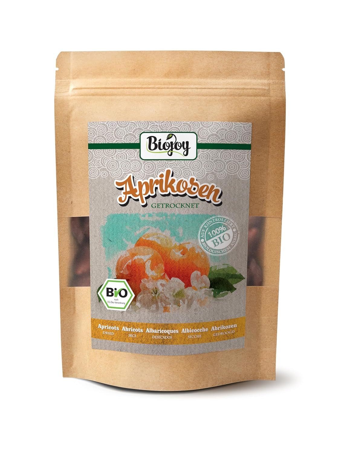 Biojoy tørrede abrikoser (500 g), usvovlede Dehydrerede produkter Min butik 500 G