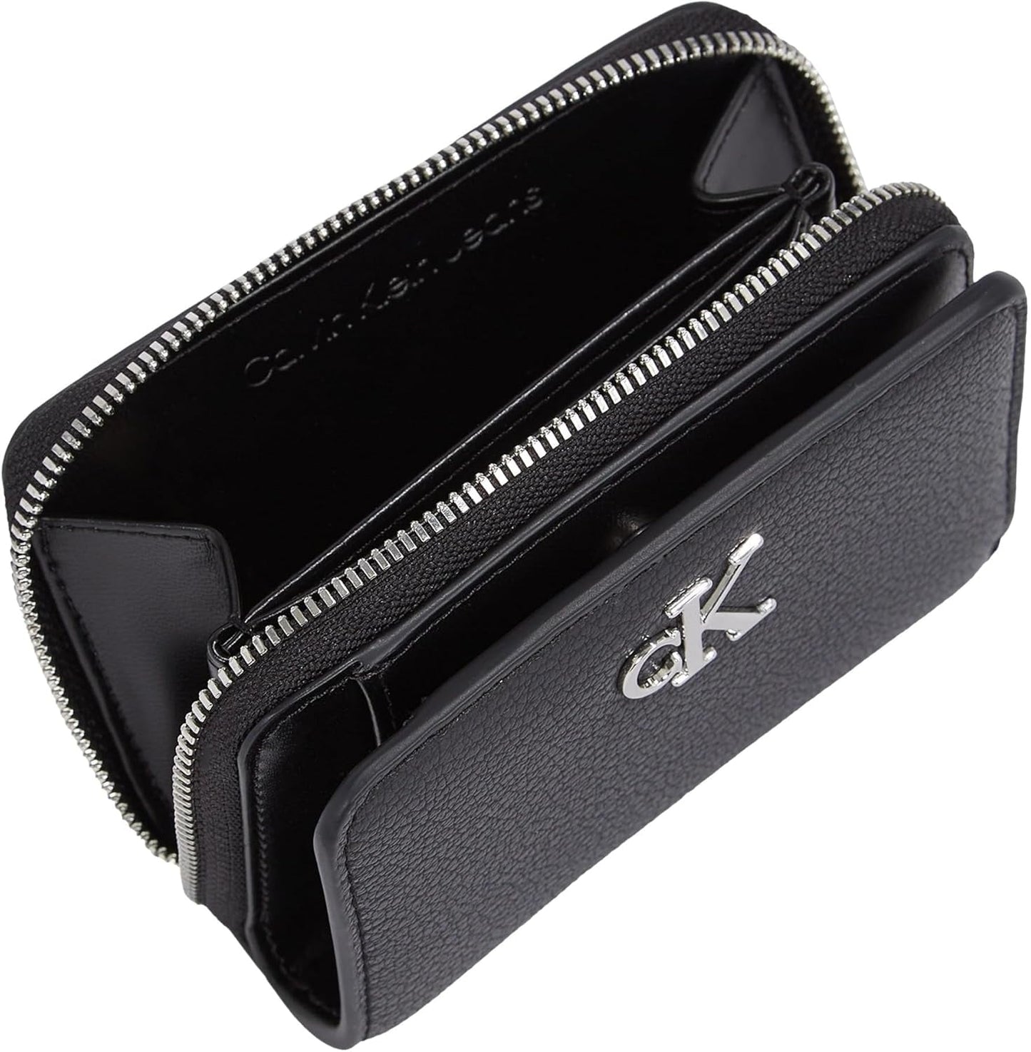 Calvin Klein Dame Minimal Monogram Zip Around Klein Wallet, Sort (Sort), One Size Naty Shop Dame Wallet