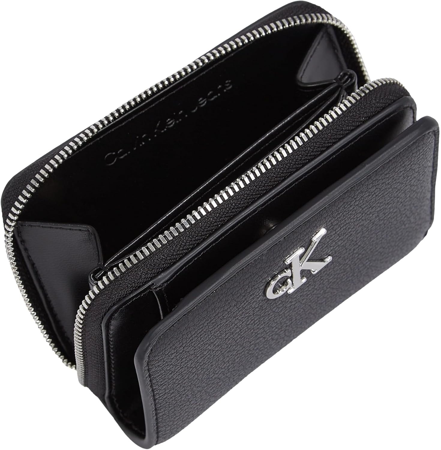 Calvin Klein Dame Minimal Monogram Zip Around Klein Wallet, Sort (Sort), One Size Naty Shop Dame Wallet