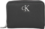 Calvin Klein Damepung Minimal Monogram Zip Rundt Klein, Sort (Sort), One Size Pung Dame Naty Shop Standardtitel