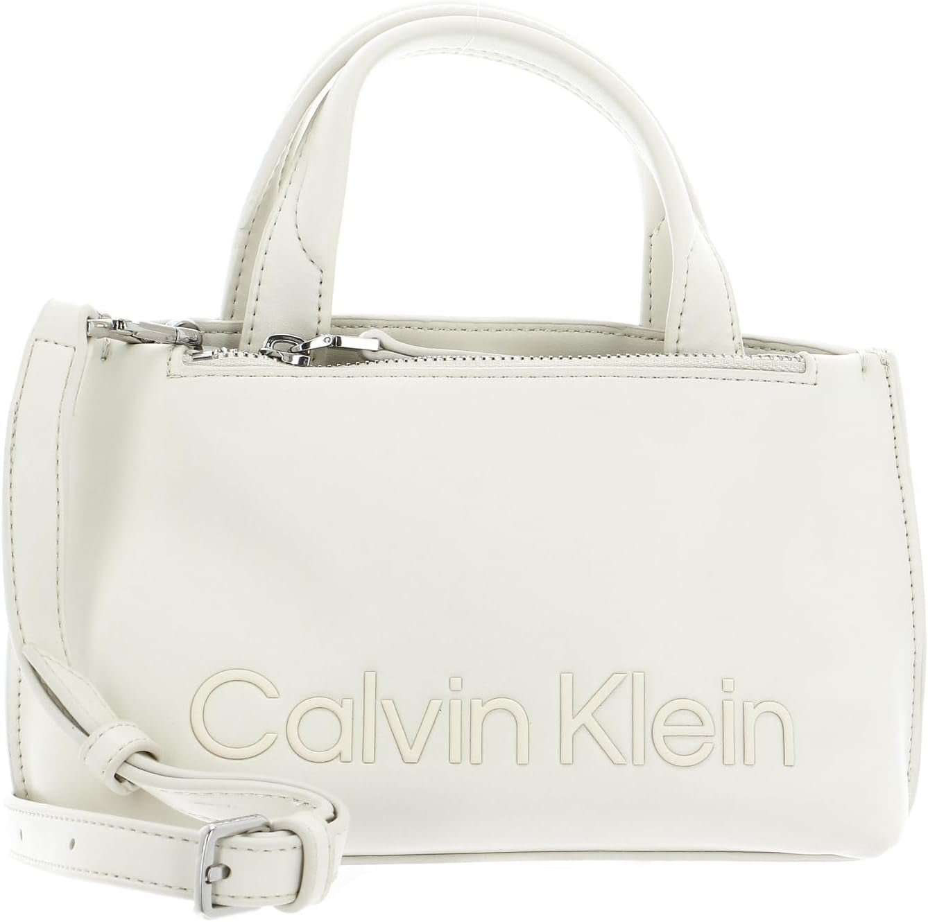 Calvin Klein Ladies Ck Set Mini Tote K60k610167 Mulepose Dame Tasker Naty Shop White (Dark Ecru)
