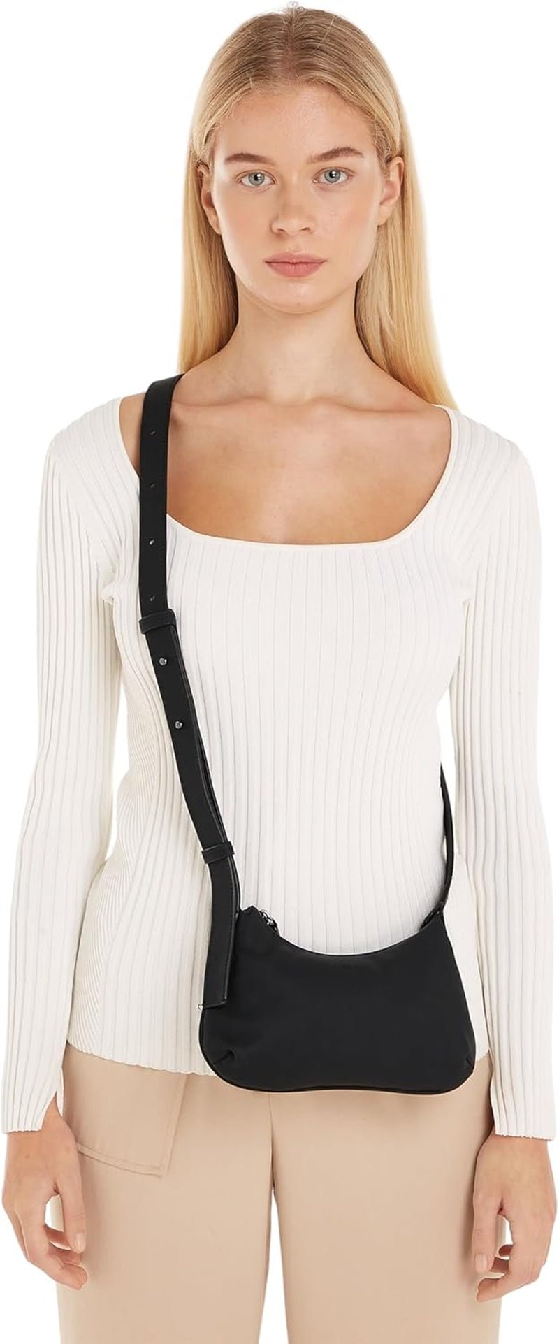 Calvin Klein Crossbody Klein lynlås skuldertaske, sort (Ck sort), naturlig størrelse dametasker Naty Shop