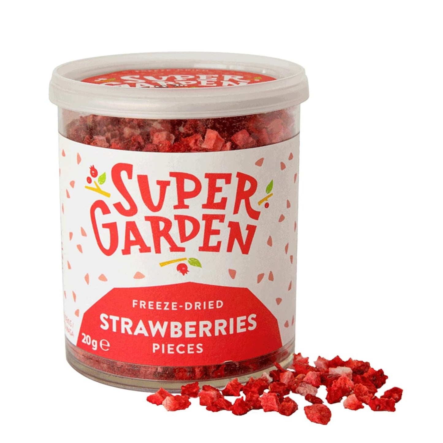 Super Have frysetørrede jordbær | Lækker og 100% ren frysetørret frugt | Hele tørrede jordbær til sunde snacks eller bagning | Frysetørrede jordbær 19g Tørrede produkter Naty Shop Jordbærkage