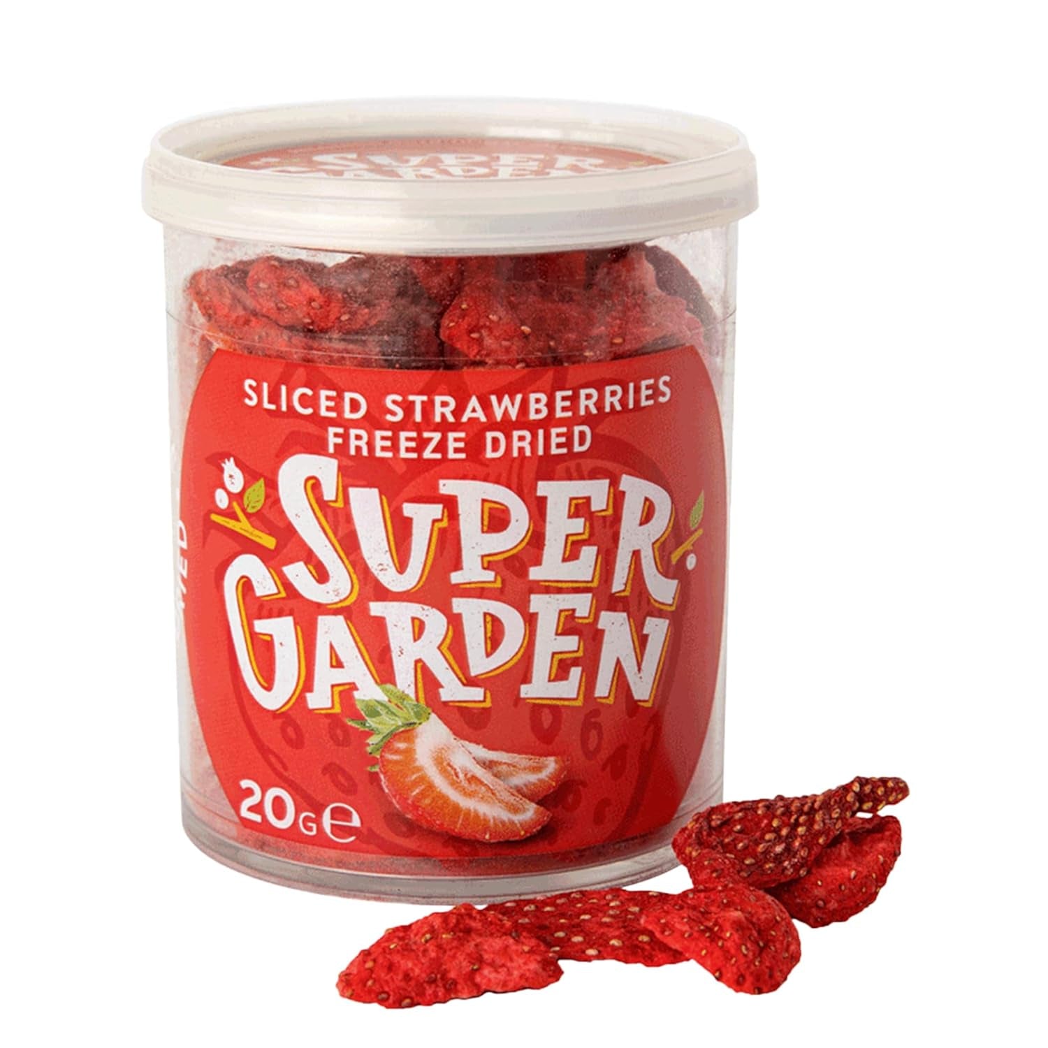 Super Have frysetørrede jordbær | Lækker og 100% ren frysetørret frugt | Hele tørrede jordbær til sunde snacks eller bagning | Frysetørrede jordbær 19g Tørrede produkter Naty Shop Jordbærskiver