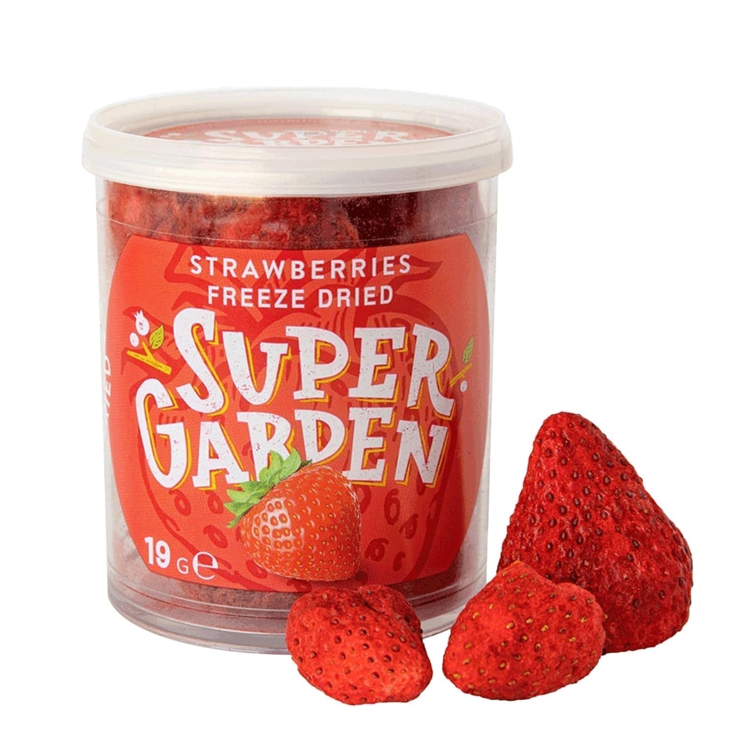 Super Have frysetørrede jordbær | Lækker og 100% ren frysetørret frugt | Hele tørrede jordbær til sunde snacks eller bagning | Frysetørrede jordbær 19g Tørrede produkter Naty Shop Hele jordbær