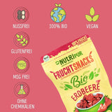 Økologiske frysetørrede jordbær: 70 g tørrede jordbær til smoothieskåle, müsli, grødtoppinger - frysetørrede bær uden tilsat sukker - frysetørrede jordbær - NutriPur frugter Tørrede produkter Naty Shop