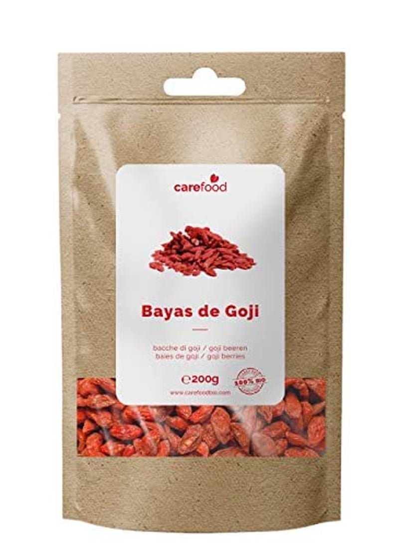 Carefood - Økologisk Goji Frugt - Superfood 100% naturlig tørret frugt - økologisk snack uden tilsat sukker og velegnet til veganere - sød smag med en lille syrlighed - 200g Dehydrerede produkter Naty Shop Standard titel