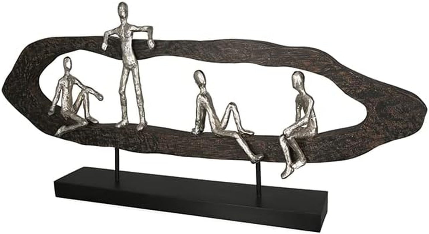 Casablanca moderne design GILDE Deco Skulptur Figur - Bedste Venner - Hæng ud Sølv, træ/aluminium - bredde 75 cm Statuetter og skulpturer Naty Shop