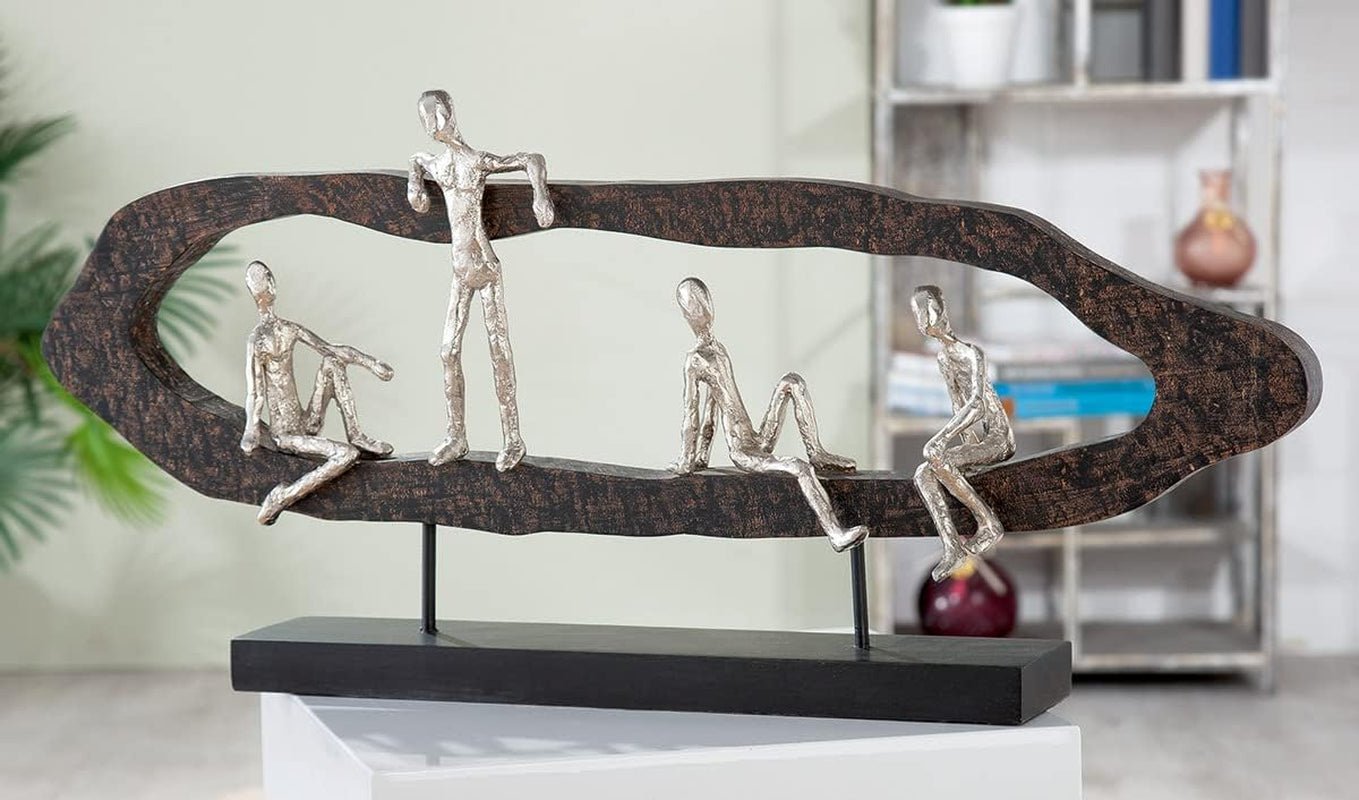 Casablanca moderne design GILDE Deco Skulptur Figur - Bedste Venner - Hæng ud Sølv, træ/aluminium - bredde 75 cm Statuetter og skulpturer Naty Shop