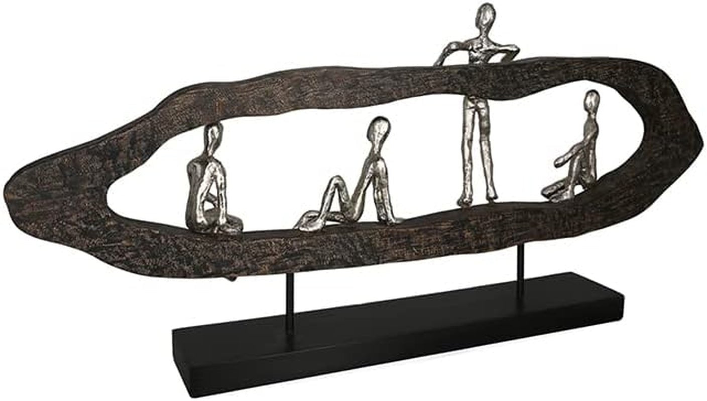 Casablanca moderne design GILDE Deco Skulptur Figur - Bedste Venner - Hæng ud Sølv, træ/aluminium - bredde 75 cm Statuetter og skulpturer Naty Shop