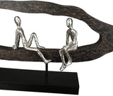 Casablanca moderne design GILDE Deco Skulptur Figur - Bedste Venner - Hæng ud Sølv, træ/aluminium - bredde 75 cm Statuetter og skulpturer Naty Shop