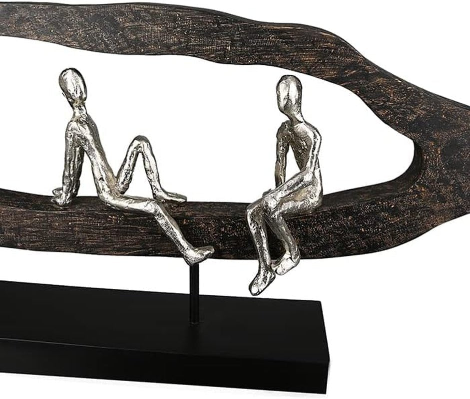 Casablanca moderne design GILDE Deco Skulptur Figur - Bedste Venner - Hæng ud Sølv, træ/aluminium - bredde 75 cm Statuetter og skulpturer Naty Shop