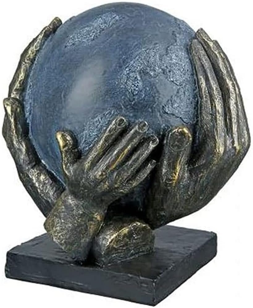 Casablanca moderne design GILDE Deco Skulptur Figur Red verden - Globus i hænder - Højde 19 cm Statuetter og skulpturer Naty Shop Bronze, grå, sort Højde 19 cm
