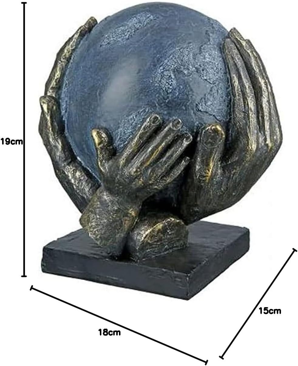 Casablanca moderne design GILDE Deco Skulptur Figur Red verden - Globus i hænderne - Højde 19 cm Statuetter og skulpturer Naty Shop