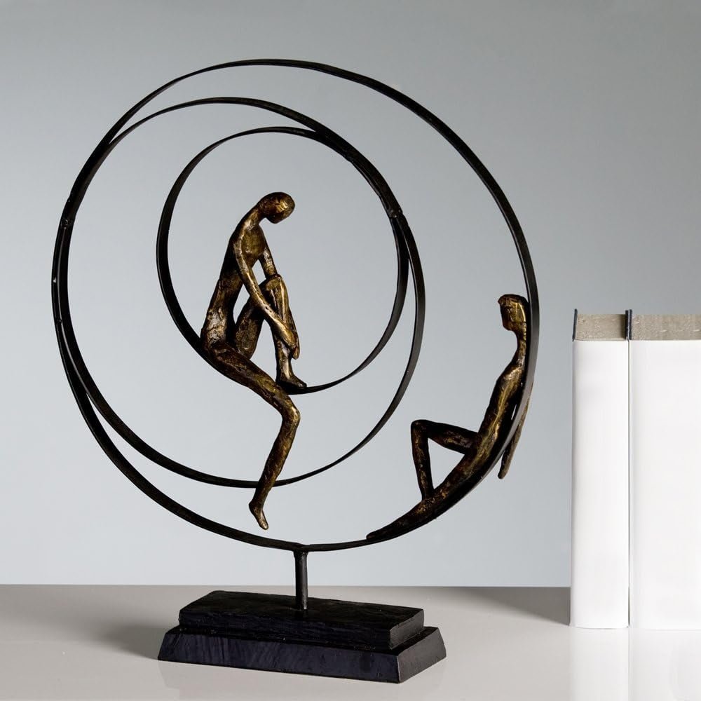Casablanca dekorativ skulptur figur - Lavet af syntetisk harpiks - Model: Patience - Farver: Sort Bronze - Dekorativ stue - Højde 41 cm Statuetter og skulpturer Naty Shop