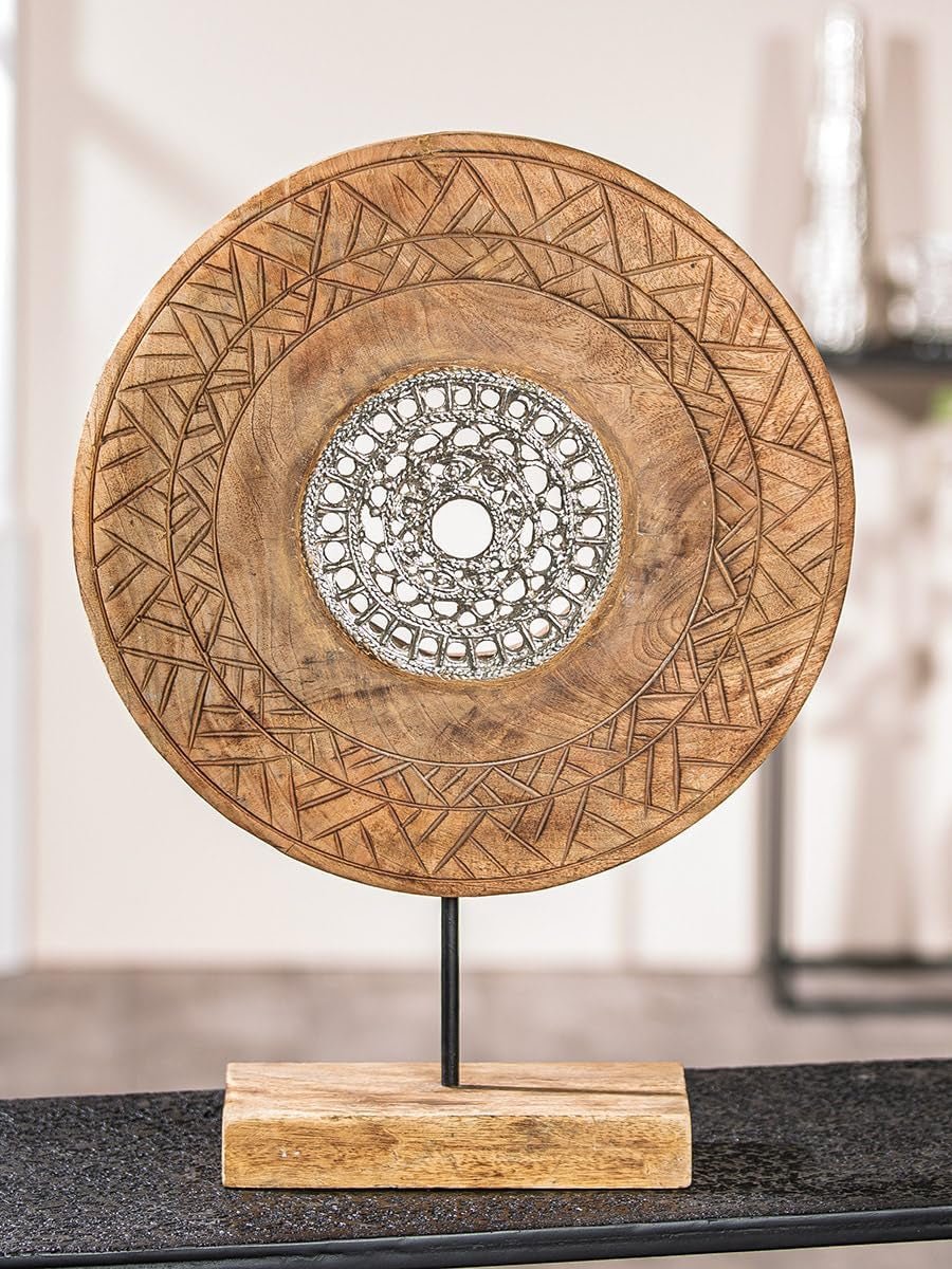 Casablanca stor dekorativ skulptur - aluminiumstræ rund skulptur farve: naturlig sølv - stue dekoration fødselsdagsgave højde 46 cm Statuetter og skulpturer Naty Shop Naturlige farver Højde 46 cm