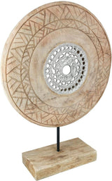Casablanca stor dekorativ skulptur - rund aluminium træ skulptur farve: naturlig sølv - stue dekoration fødselsdagsgave højde 46 cm Statuetter og skulpturer Naty Shop