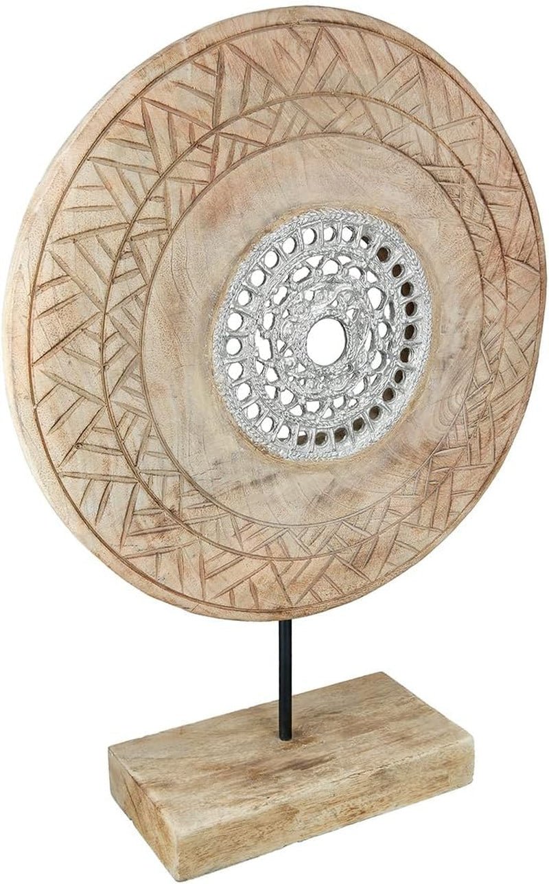 Casablanca stor dekorativ skulptur - rund aluminium træ skulptur farve: naturlig sølv - stue dekoration fødselsdagsgave højde 46 cm Statuetter og skulpturer Naty Shop