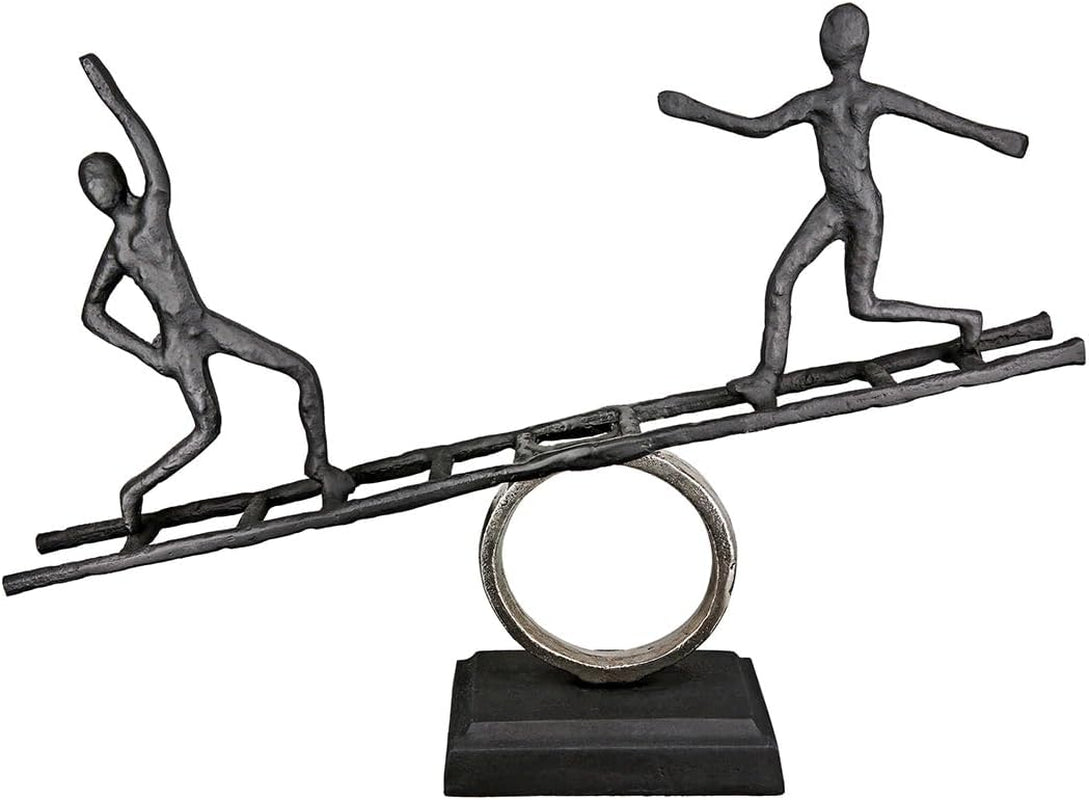 Casablanca stor dekorativ skulptur - rund aluminiumstræ skulptur farve: naturlig sølv - stue dekoration fødselsdagsgave højde 46 cm Statuetter og skulpturer Naty Shop Antracit, sølv Højde 35 cm