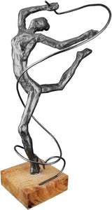 Casablanca stor dekorativ skulptur - rund aluminiumstræ skulptur farve: naturlig sølv - stue dekoration fødselsdagsgave højde 46 cm Statuetter og skulpturer Naty Shop Antracit Højde 36,5 cm