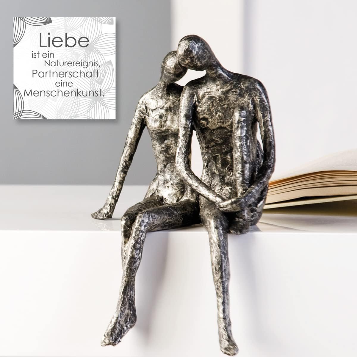 Casablanca Skulptur - Par dekorativ figur - Polyresin - Farve: antik sølv Højde 25 cm Statuetter og skulpturer Naty Shop