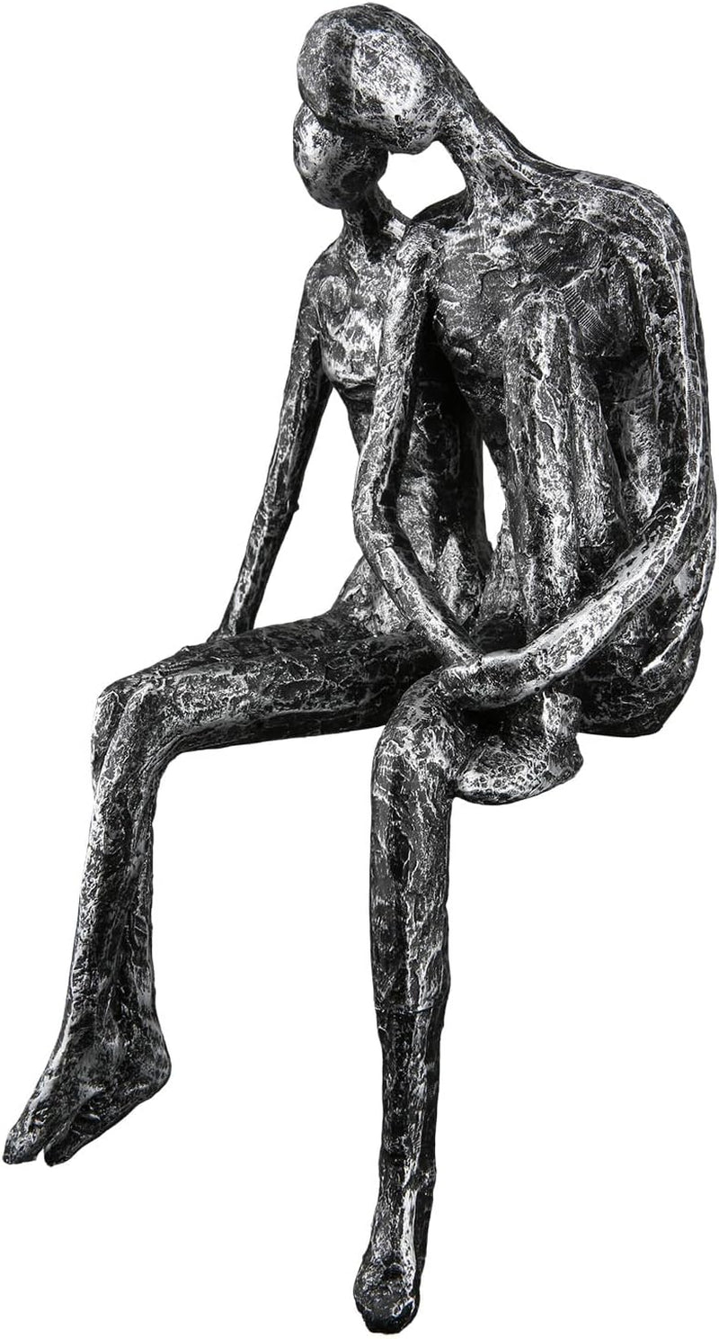 Casablanca Skulptur - Par dekorativ figur - Polyresin - Farve: antik sølv Højde 25 cm Statuetter og skulpturer Naty Shop