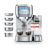CASO EspressoGourmet Crema - Portafilter espressomaskine med mælkeskummer, espresso, cappuccino, rustfrit stål portafilter, ULKA 20 bar pumpe, kaffemaskine, malet kaffe, ESE kapsler