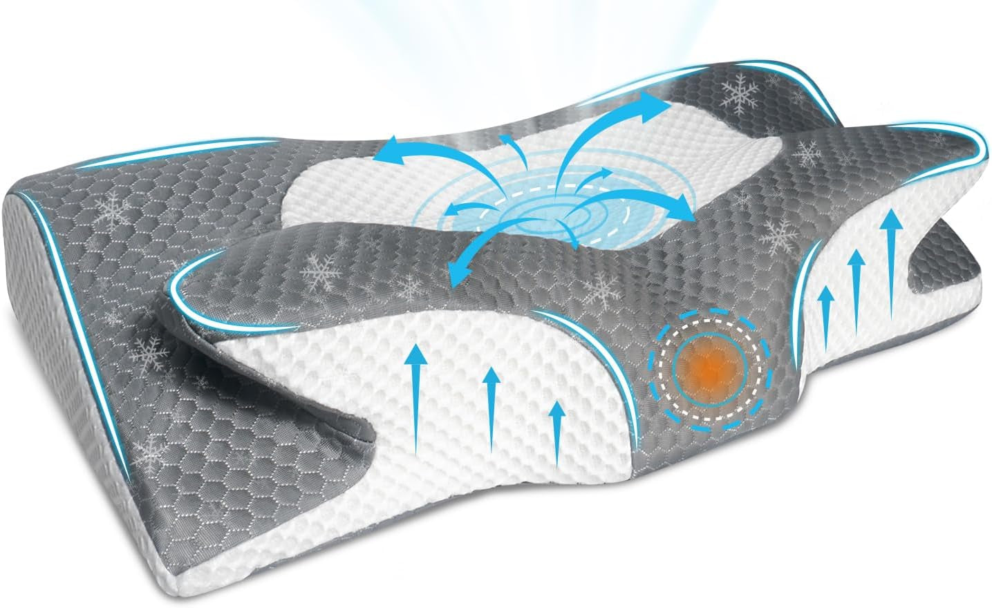 IDEA Pude Memory Foam Pude, Ergonomisk Pude Ortopædisk Pude Nakkesmerter, Sovepude til Side Ryg og Mavesmerter, Nakkepude Anti Snorke Pude til Voksne Cervikal Ortopædiske Puder Naty Shop
