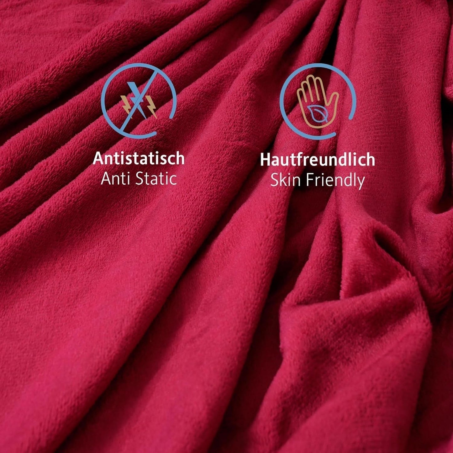 Komfortec hyggetæppe 150X200 Cm, Oeko-Tex certificeret fluffy fleece tæppe, varmt sherpa tæppe til sofaen, tykt tæppe til sofaen, bordeaux senge og tæpper Besuche den Komfortec-Store