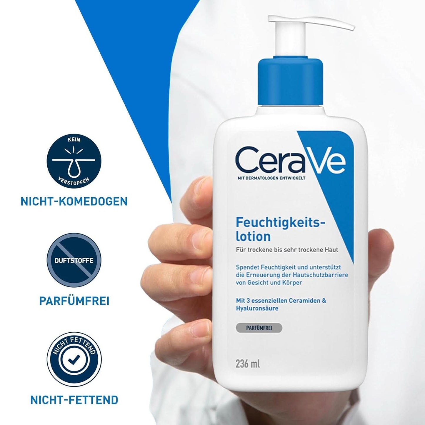 Cerave bodylotion med doseringspumpe, velegnet til atopisk dermatitis og tør eller meget tør hud, 236 ml Kosmetik og skønhed Naty Shop