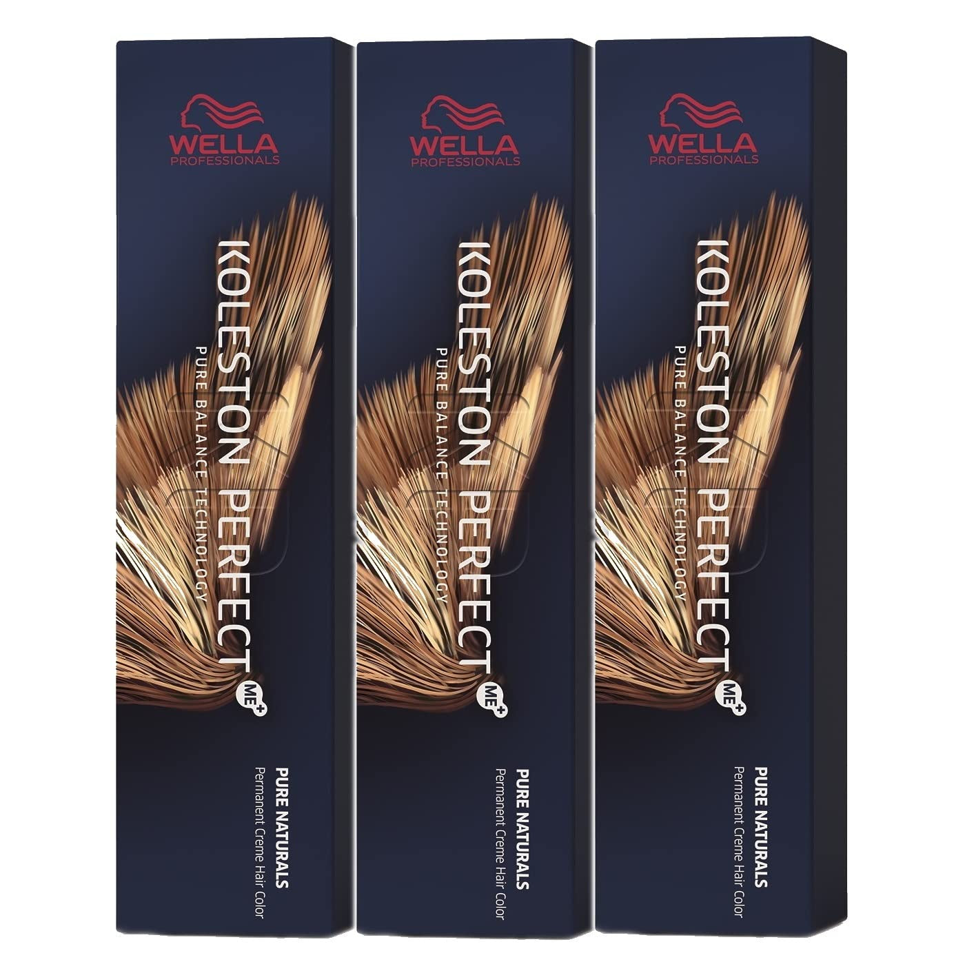 Sæt med 3 Wella Koleston Perfect ME+ 7/03 Natural Medium Golden Blonde 60ml Naty Shop Hair Dye Standardtitel