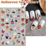 Nagelsticker Halloween, 8 Blätter Halloween Nagelsticker, Kürbis Nail Sticker, Nail Art, Nagel Charms, Nagel Zubehör, Nageldesign, Jul (Typ A)