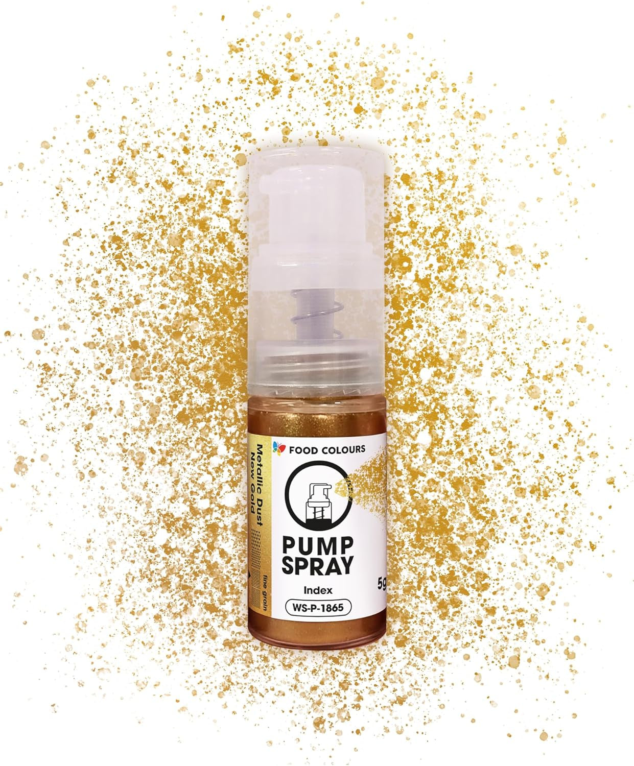Spiselig glitter madspray NY SØLVSKIMMERENDE 5G pumpe med metallisk pulver til hurtig og effektiv dekoration af kager, cremer, geléer, praliner, chokolade og sukkerpynt