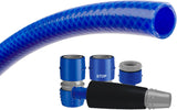 TATAY Blue Line haveslangesæt 25 meter Ø3/4" 19mm, 3 lag, fremstillet i Spanien, modstand 20 bar og +60°/-20°, flettet, cadmium og blyfri, BPA fri, anti-UV. Blå farve.