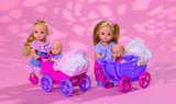 Simba 105736241 Evi Love Walk Doll 2 Assorted Evi Dukke med babydukke med dukkeklapvogn Inkl. tilbehør Modedukke 12 cm til børn fra 3+