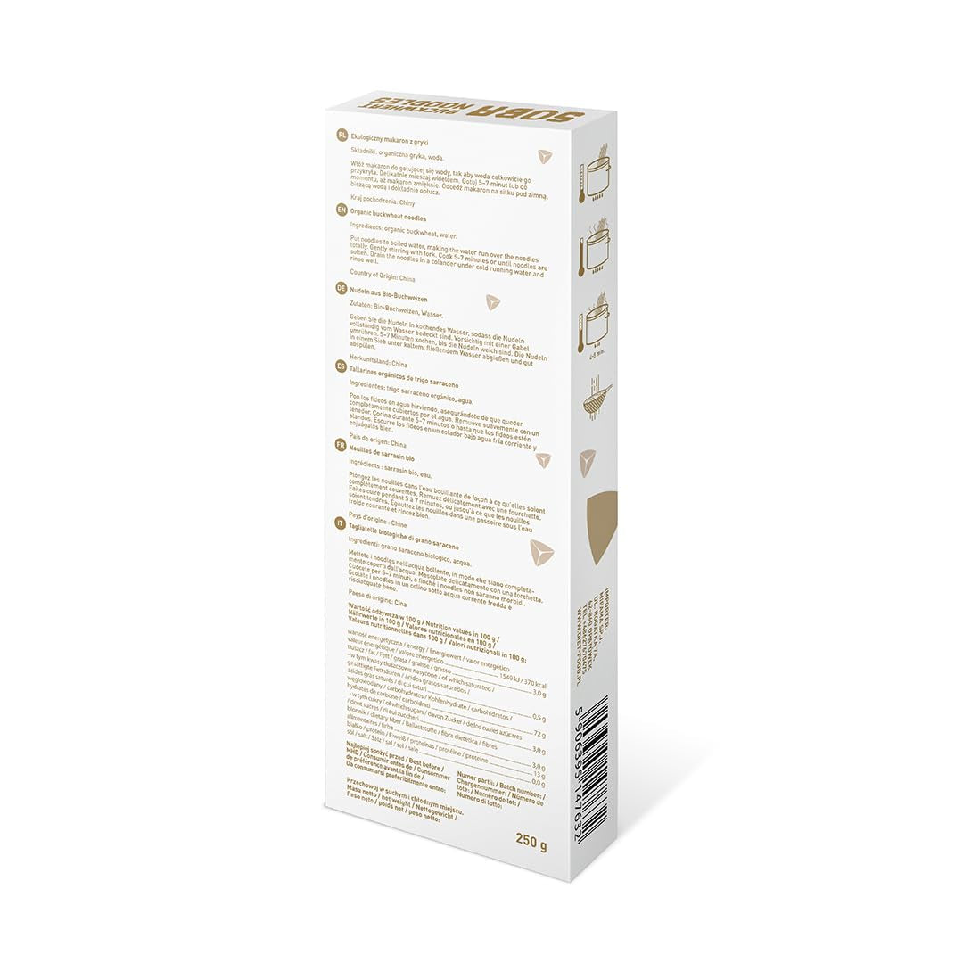 DIET-MAD Bio Buchweizen Soba Nudeln Lebensmittel Pasta Vegan Glutenfreie Lactosefrei Sojafrei Nudeln for Vegetarier og Veganer 250 Gramm