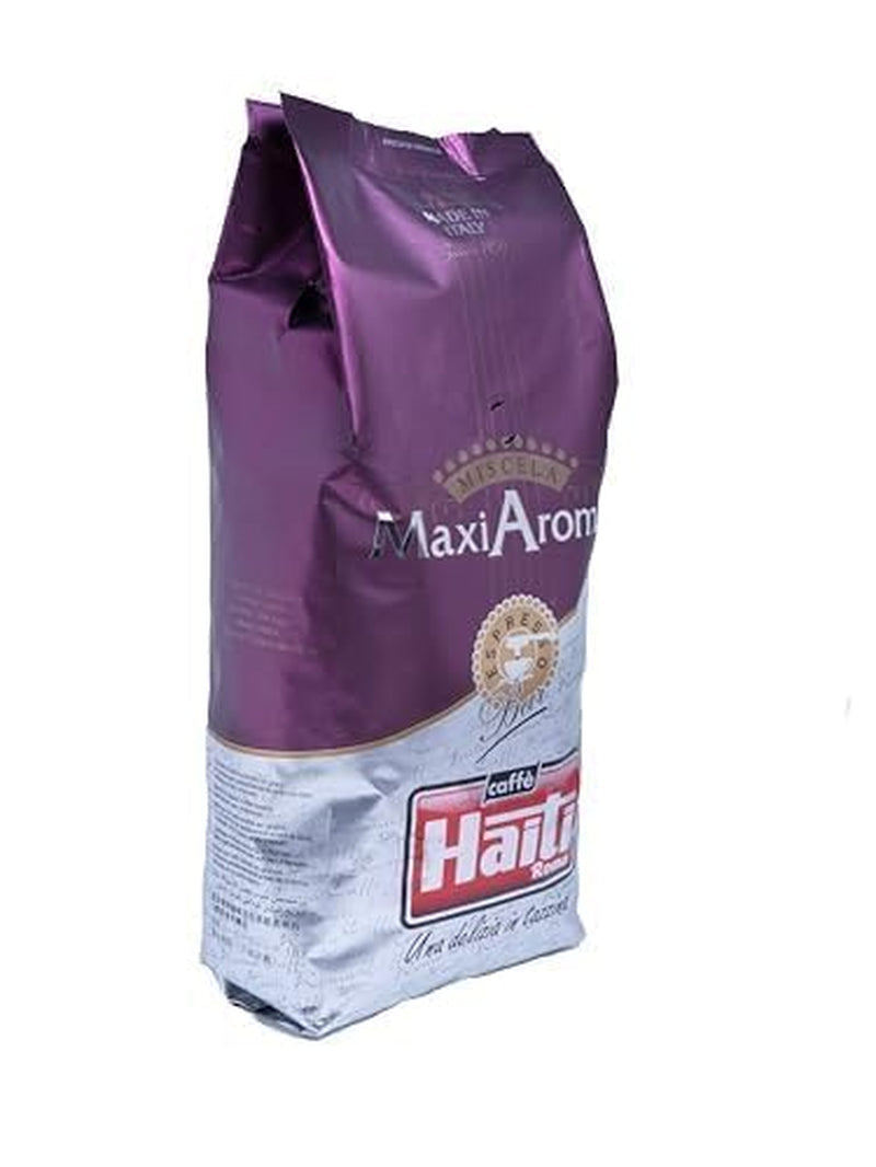 Caffè Haiti Roma Maxi Aroma kaffe i 1 kg pakke. Afbalanceret blanding, håndværkssteg, lavet i Italien.