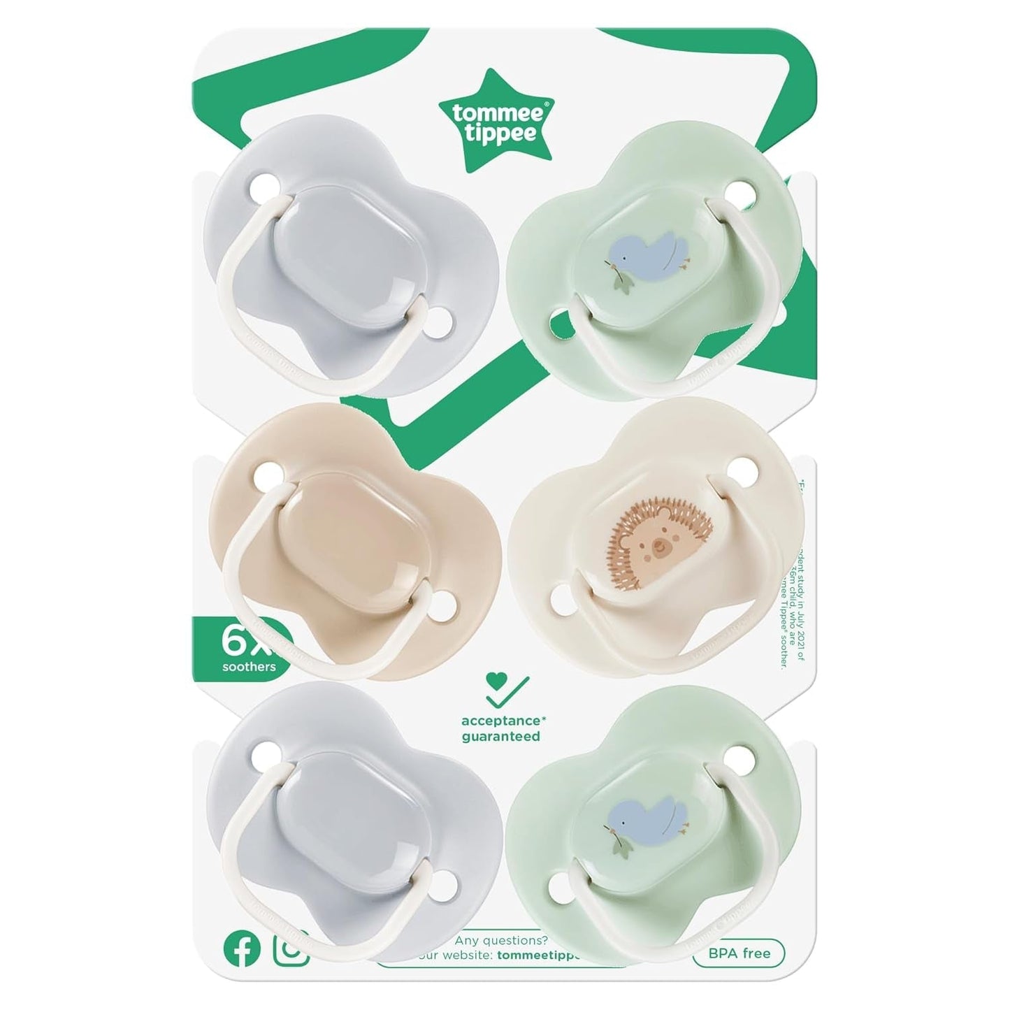 Tommee Tippee Anytime-sutter, 0-6 måneder, pakke med 6 symmetriske sutter, BPA-fri