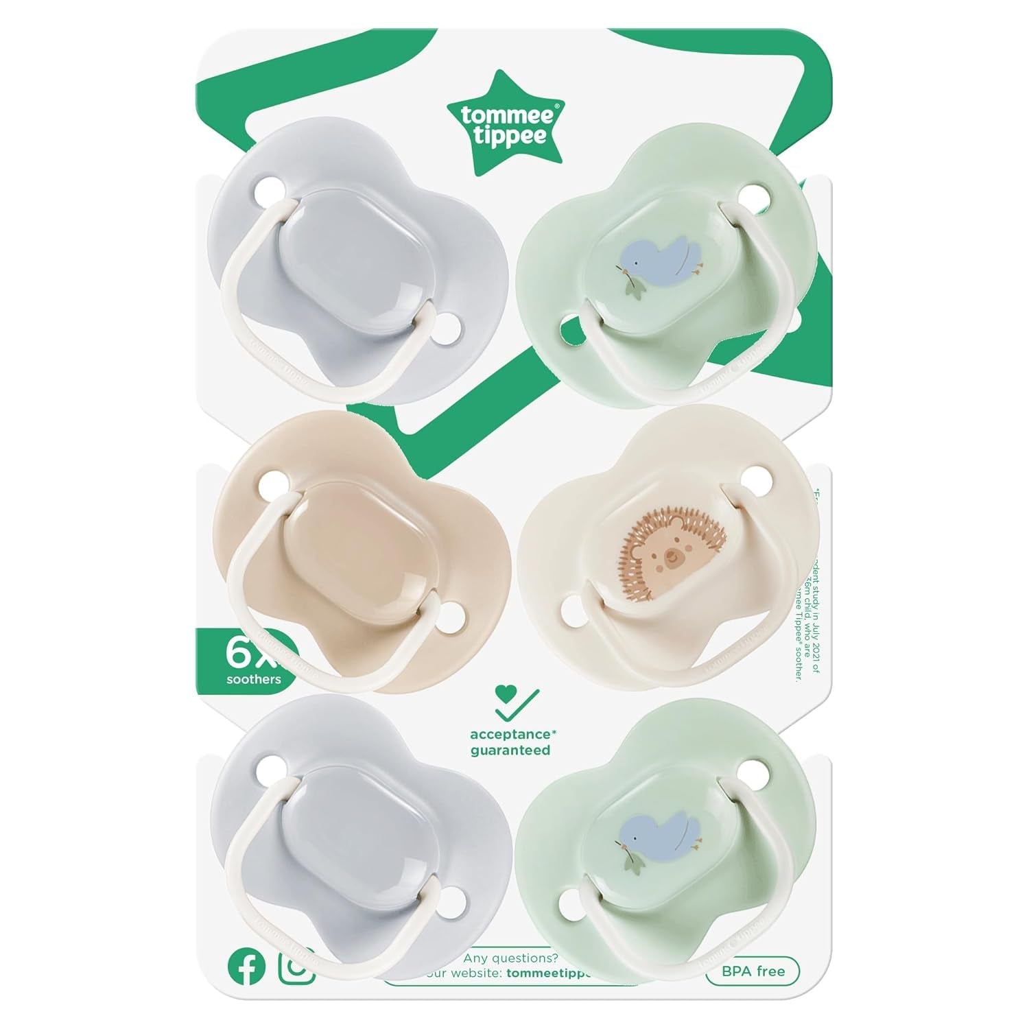 Tommee Tippee Anytime-sutter, 0-6 måneder, pakke med 6 symmetriske sutter, BPA-fri