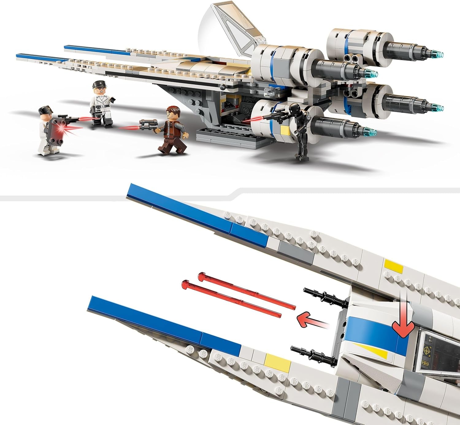 LEGO Star Wars 75399 Rebel U-Wing Starfighter - Legetøj med svingvingefunktion og 3 minifigurer inklusive Cassian Andor og K-2SO droidfigur - Gave til drenge fra 8 år og Andor fans sæson 2 Byggesæt Beuche den LEGO-Store