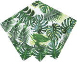 Pakke med 20 tropiske servietter | Grønne papirservietter med palmebladsdesign | Engangsservice til børnefest, safarifest, jungle, dinosaur, sommer, hawaiiansk tema